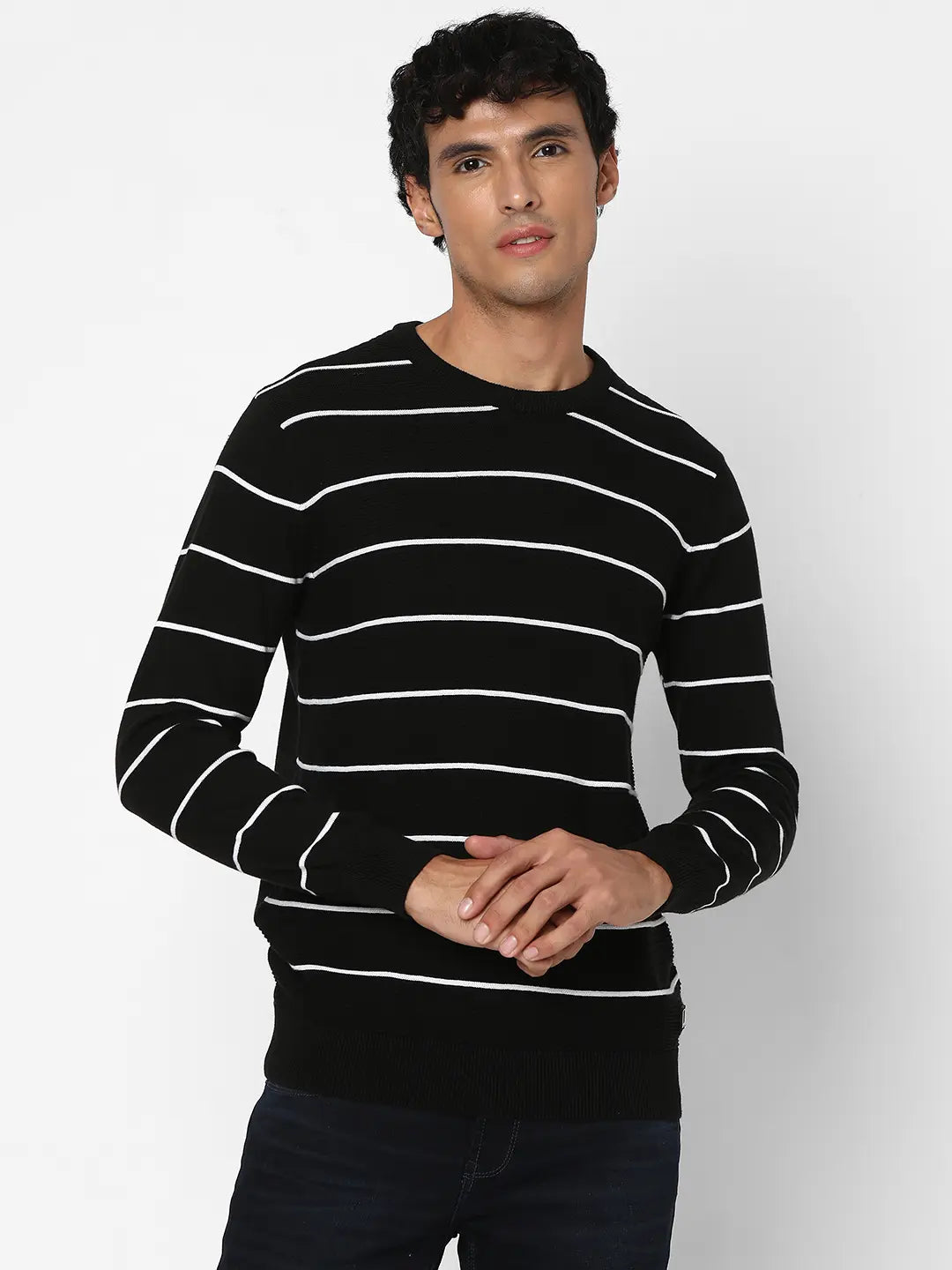 Spykar Mens Pullover Mfklw2Bc026 Black