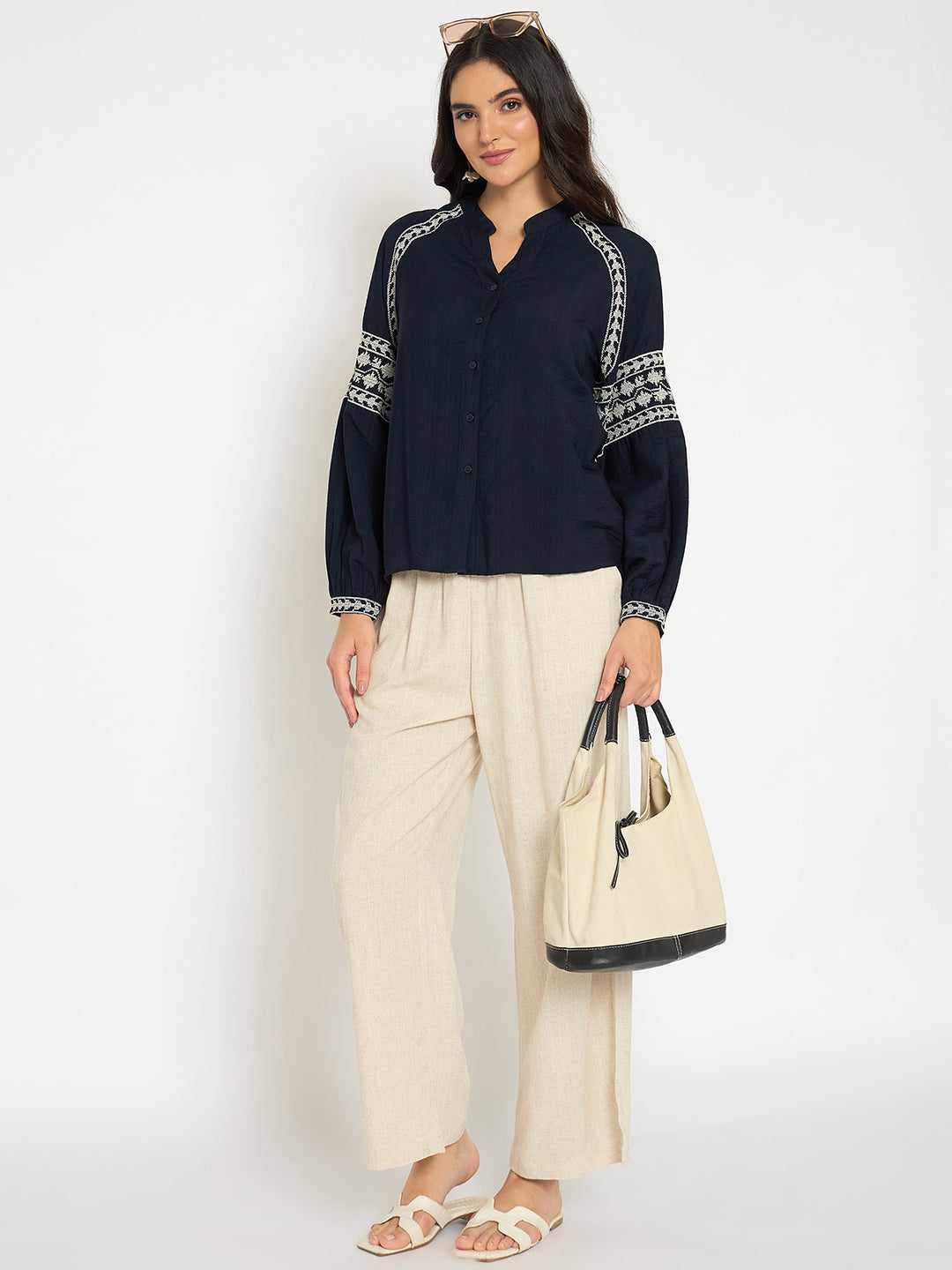 Madame Ladies Western Top H/S M5S18830 026 Navy