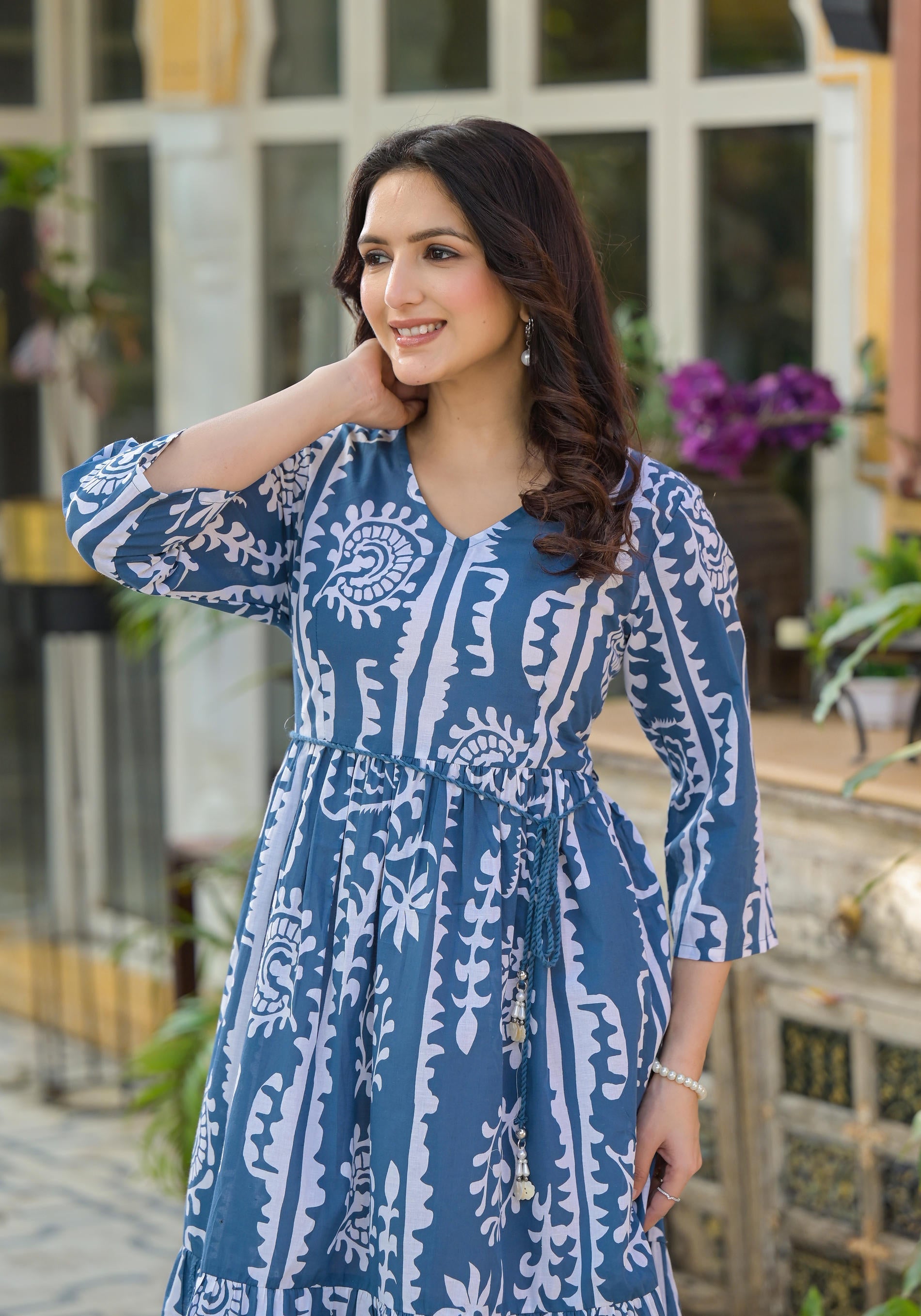 Indigo Breeze Boho Printed Short Dress