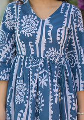 Indigo Breeze Boho Printed Short Dress