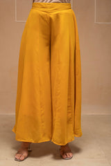 Mustard Solid Poly Georgette Tunic And Sharara Co-Ord Set With Sequence And Zari Work