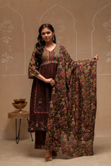 Juniper Ladies Western Kurti 3Pcs Set P1538 Brown