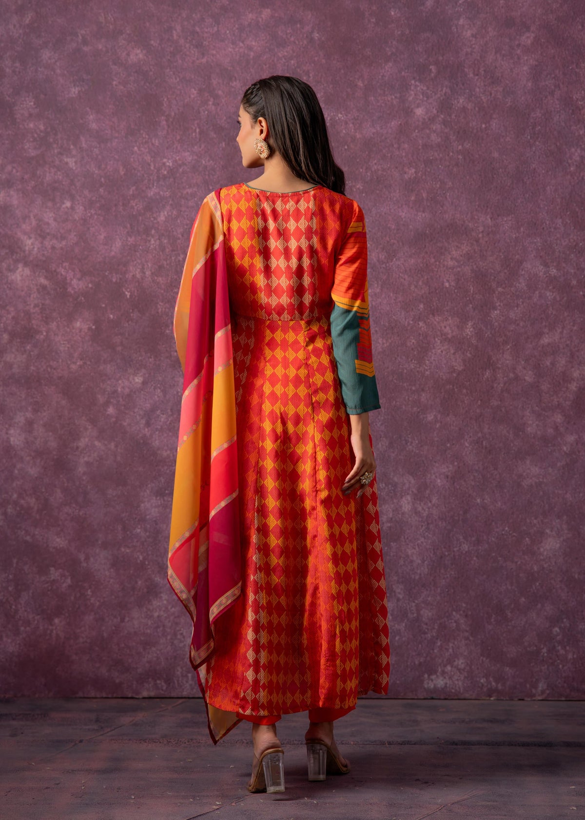 Juniper Ladies Western Kurti 3Pcs Set P1562 Orange