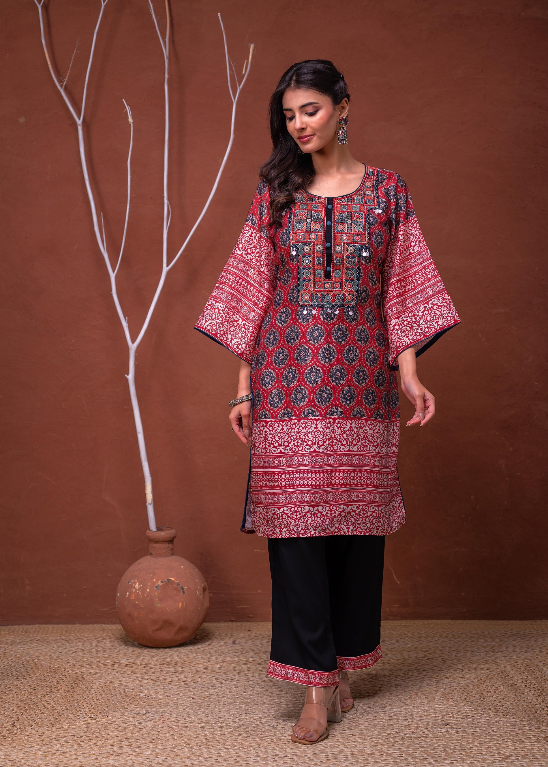 Juniper Ladies Western Kurti 2Pcs Set P1566 Maroon