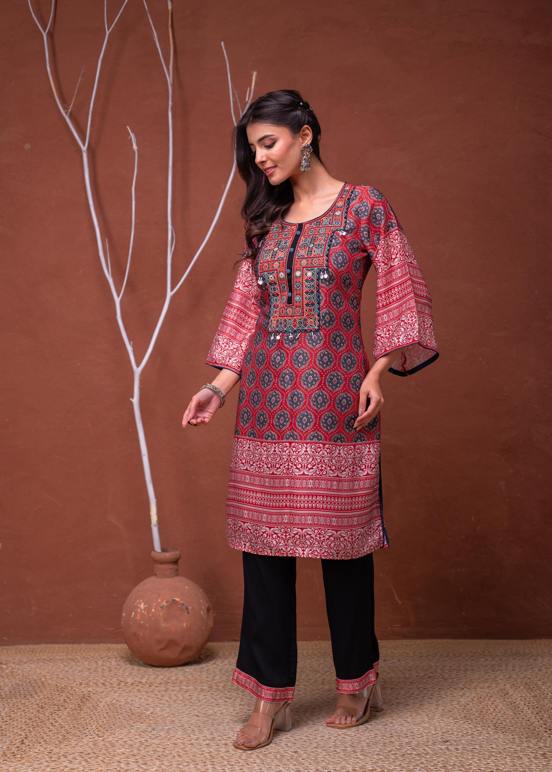 Juniper Ladies Western Kurti 2Pcs Set P1566 Maroon