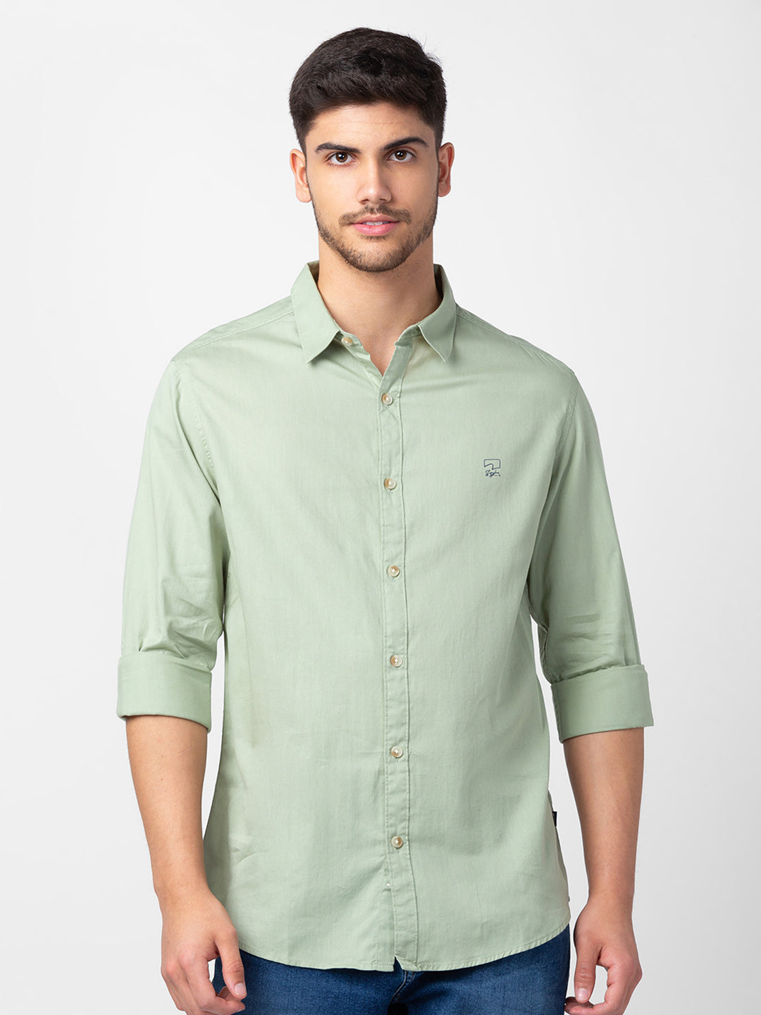Spykar Mens Casual Shirt F/S Mshss1Bc005 Pista Green