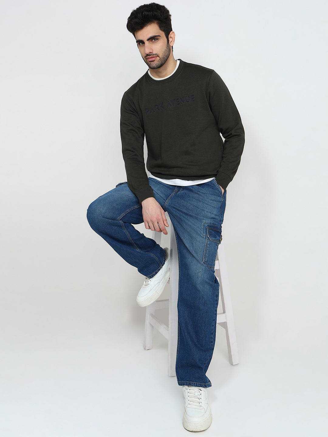 Park Avenue Mens Sweat Shirt F/S Pcar00331-N9-81F Fancy Green