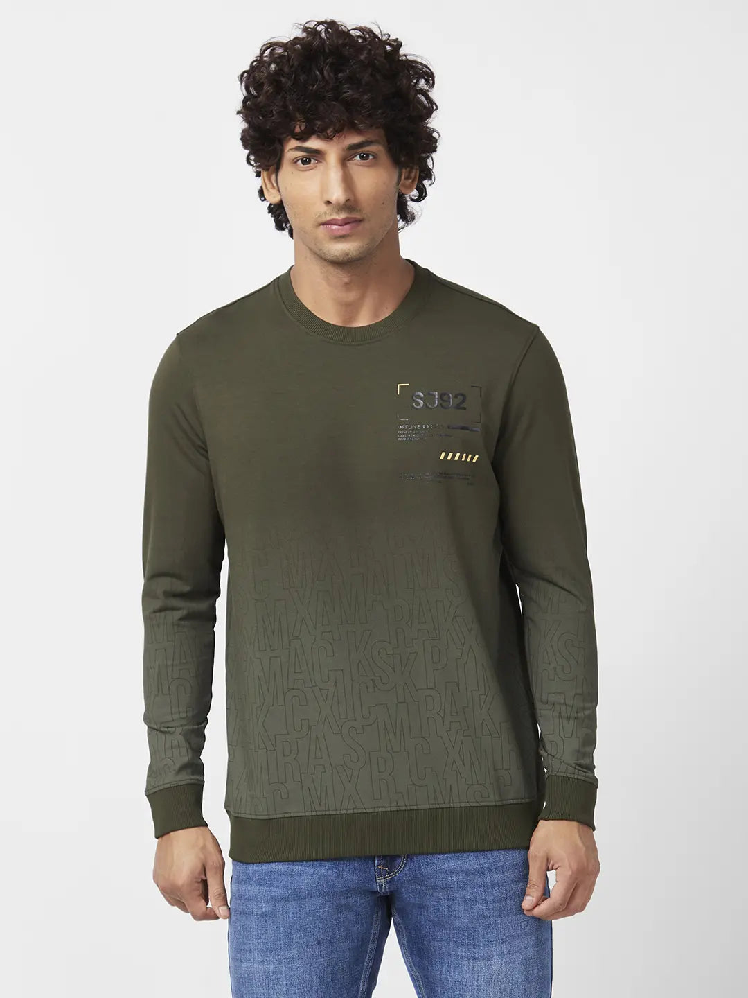 Spykar Mens Sweat Shirt F/S Msslgt2Bc020 Rifle Green