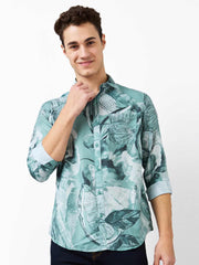 Spykar Mens Casual Shirt F/S Mshps1Be070 Granite Green
