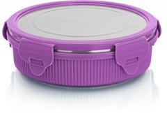 Lock N Store Microsafe Steel Round With Steel Lid 600 Ml