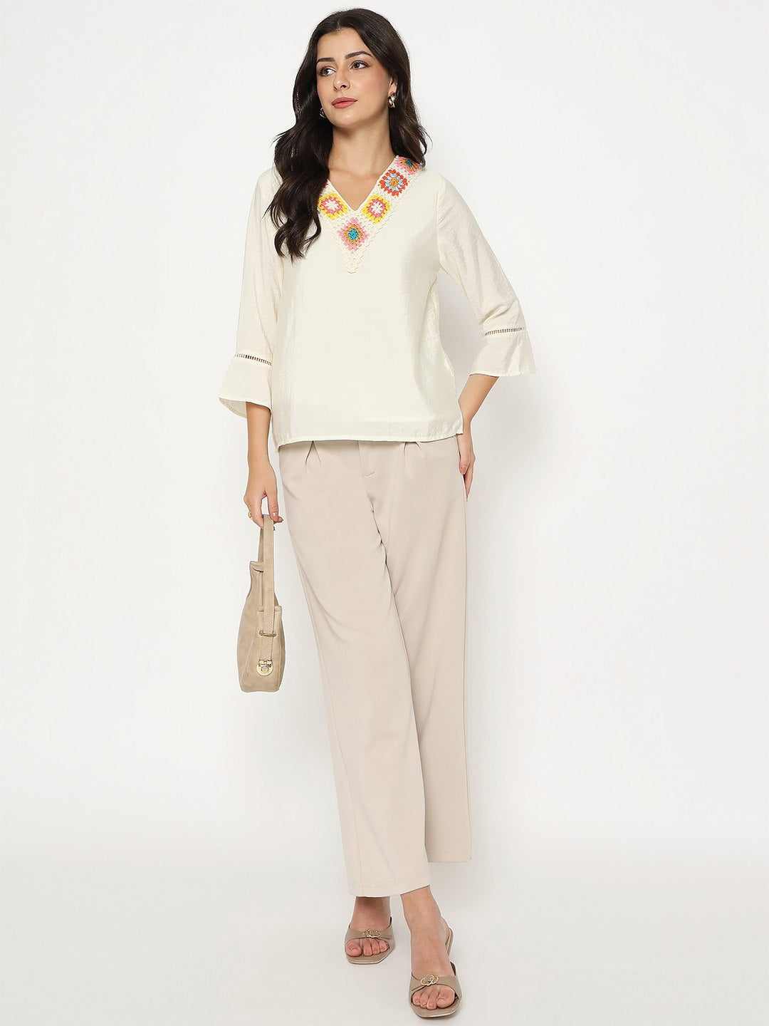 Madame Ladies Western Top H/S M5S18732 001 Beige