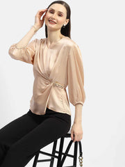 Madame Ladies Western Top H/S M4S18626 001 Beige