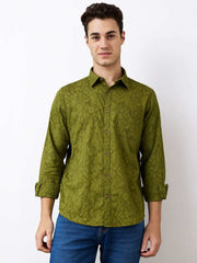 Spykar Mens Casual Shirt F/S Mshsos1Be040 Avocado Green