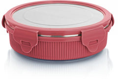 Lock N Store Microsafe Steel Round With Steel Lid 600 Ml