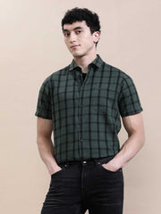 Crocodile Mens Casual Shirt H/S Crcs125-523Mt Hs Green