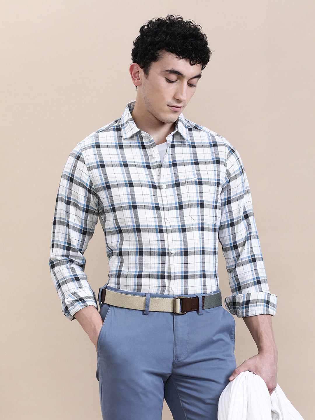 Crocodile Mens Casual Shirt F/S Crcs125-513Mt Blue