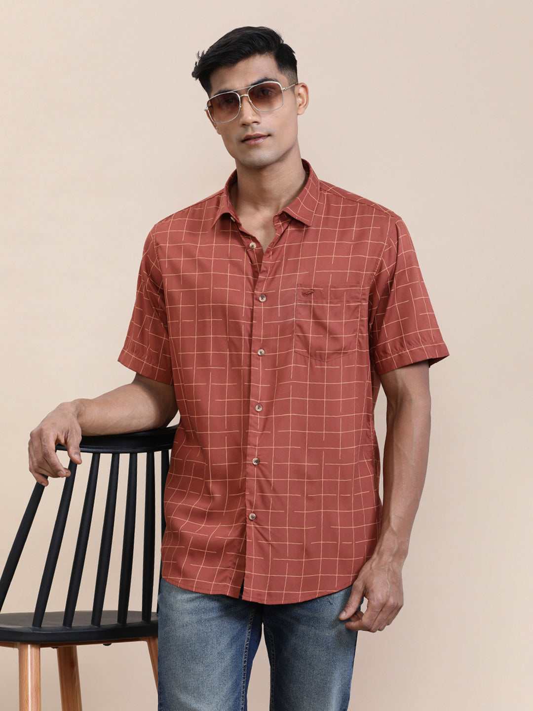 Crocodile Mens Casual Shirt H/S Crcs224-210Mt Hs Rust