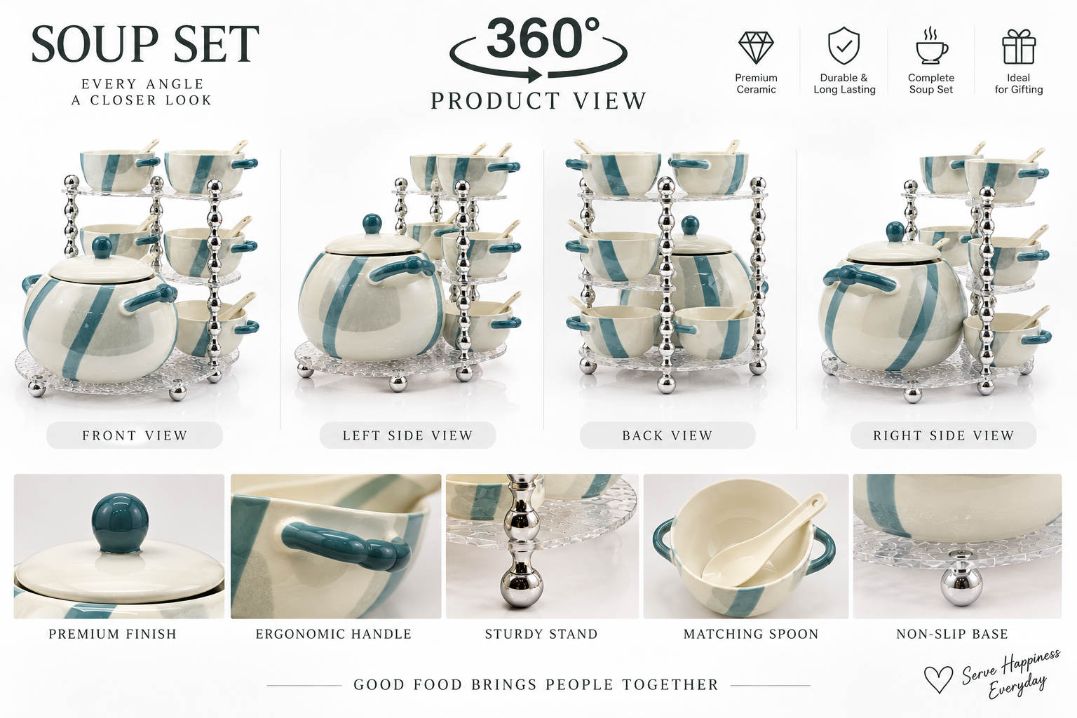 Lyte Club Premium Multi-Tier Serving Set with Bowls & Spoons