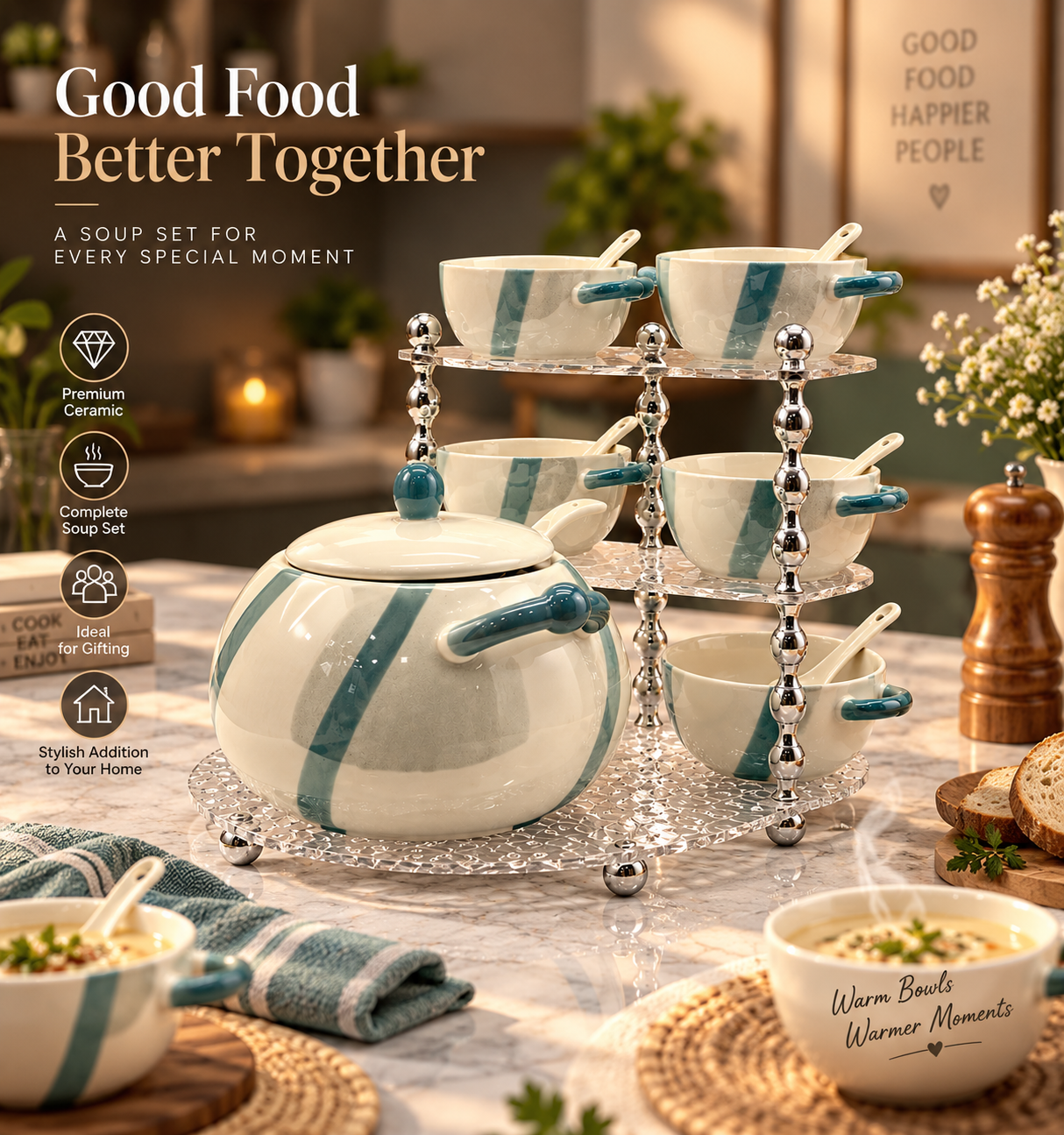 Lyte Club Premium Multi-Tier Serving Set with Bowls & Spoons