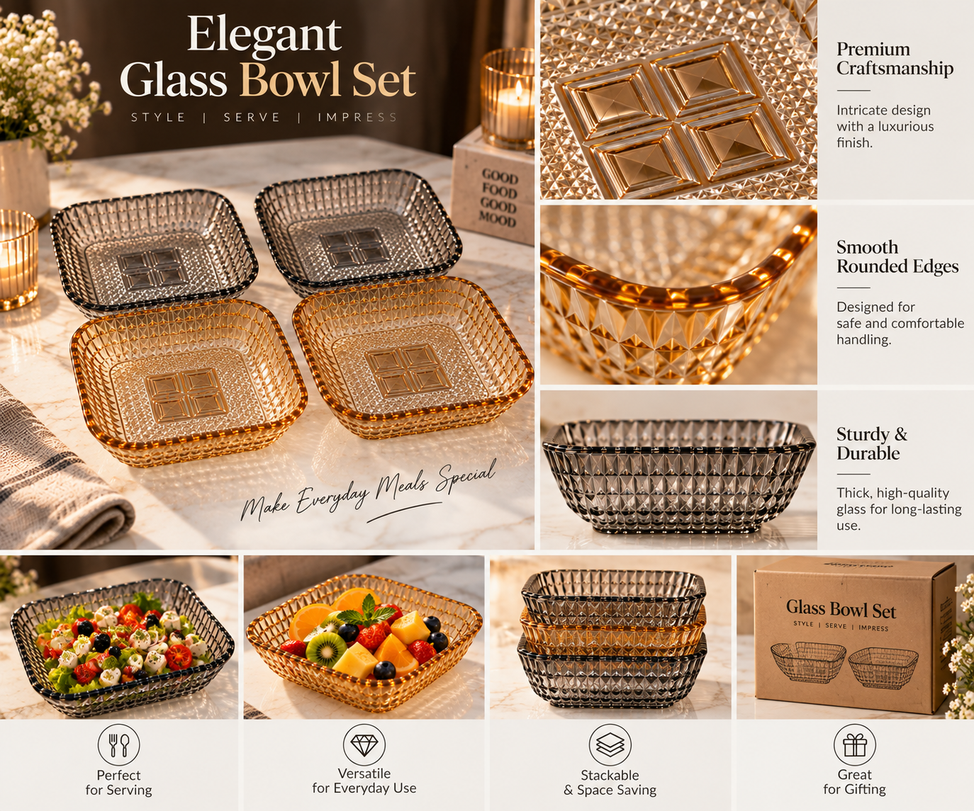 Lyte Club Premium Square Snack & Serving Plates