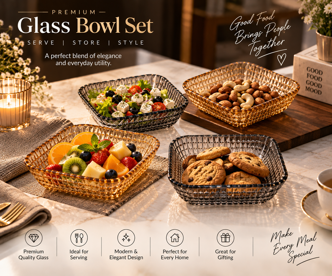 Lyte Club Premium Square Snack & Serving Plates