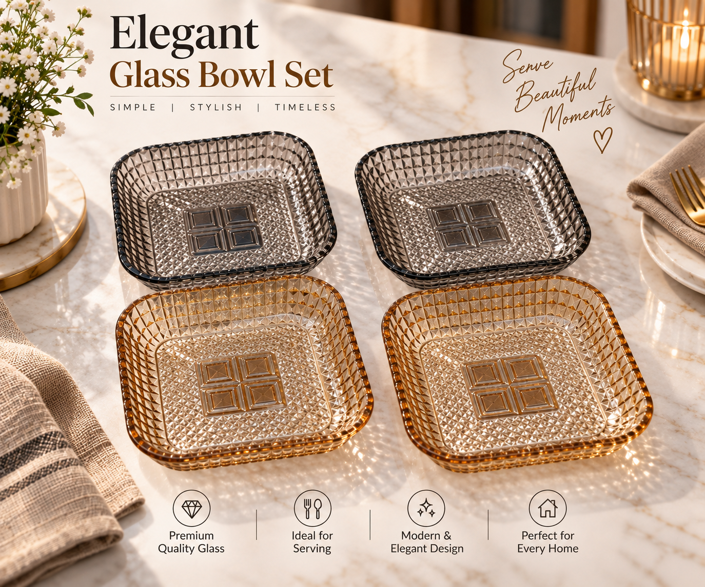 Lyte Club Premium Square Snack & Serving Plates