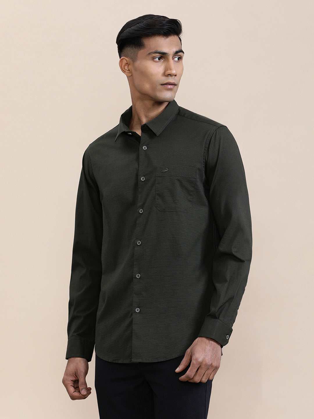 Crocodile Mens Casual Shirt F/S Crcs125-538Mt Dk.Olive