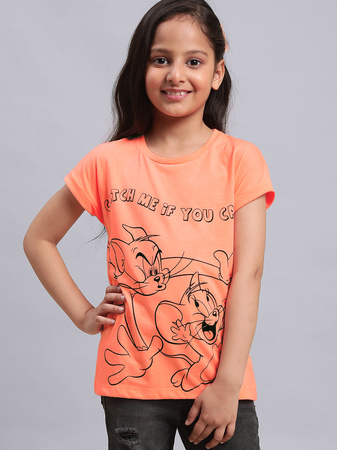 BIO WORLD GIRLS T-SHIRT H/S STY-22-23-001218 Neon Orange
