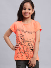 BIO WORLD GIRLS T-SHIRT H/S STY-22-23-001218 Neon Orange