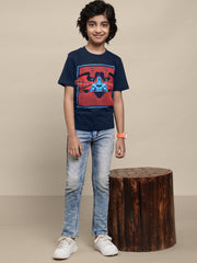 BIO WORLD BOYS T-SHIRT H/S STY-22-23-001502 NAVY PEONY