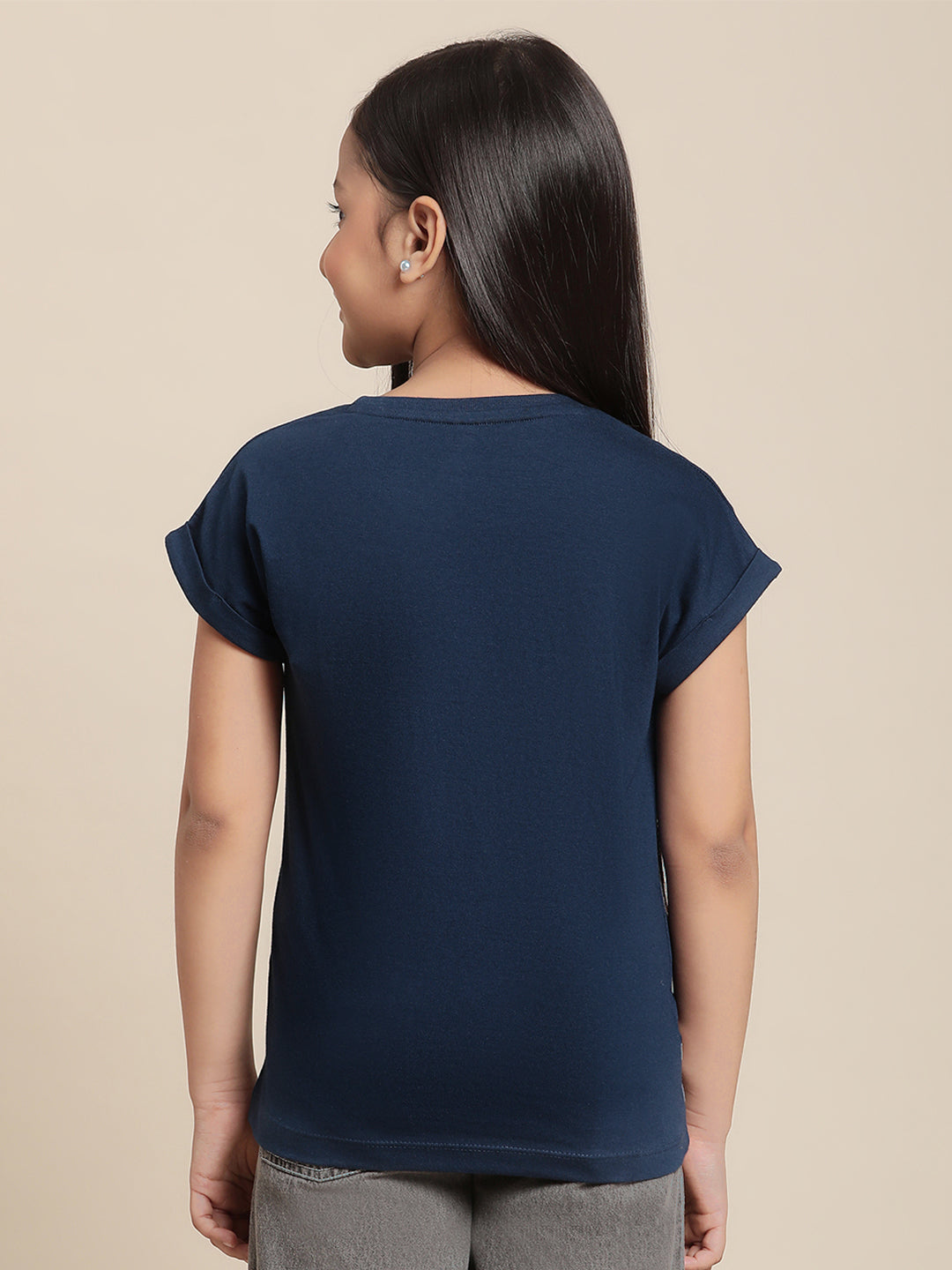 BIO WORLD GIRLS T-SHIRT H/S STY-22-23-003034 NAVY PEONY
