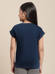 BIO WORLD GIRLS T-SHIRT H/S STY-22-23-003034 NAVY PEONY