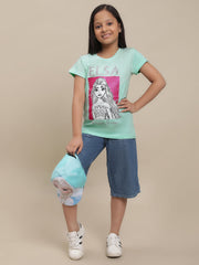 BIO WORLD GIRLS T-SHIRT H/S STY-22-23-004028 BROOK GREEN