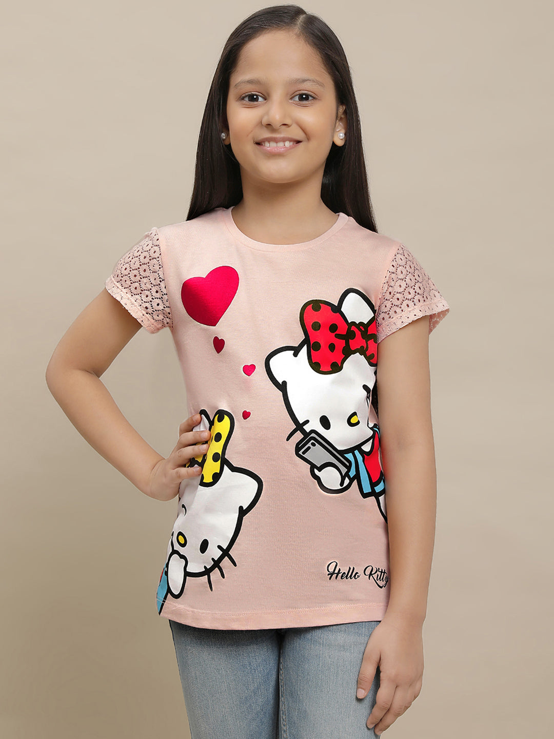 BIO WORLD GIRLS T-SHIRT H/S STY-23-24-000040 PASTEL PEACH
