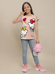 BIO WORLD GIRLS T-SHIRT H/S STY-23-24-000040 PASTEL PEACH