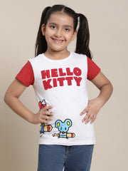 BIO WORLD GIRLS T-SHIRT H/S STY-23-24-000042 WHITE/BRIGHT RED