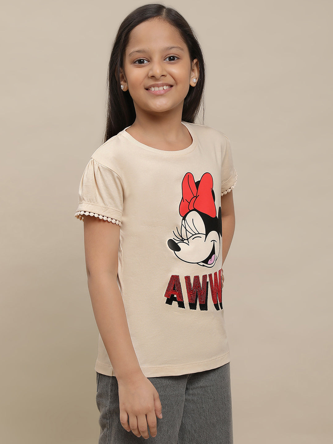 BIO WORLD GIRLS T-SHIRT H/S STY-23-24-000065 SAND DOLLAR
