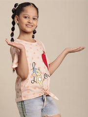 BIO WORLD GIRLS T-SHIRT H/S STY-23-24-000136 PASTEL PEACH