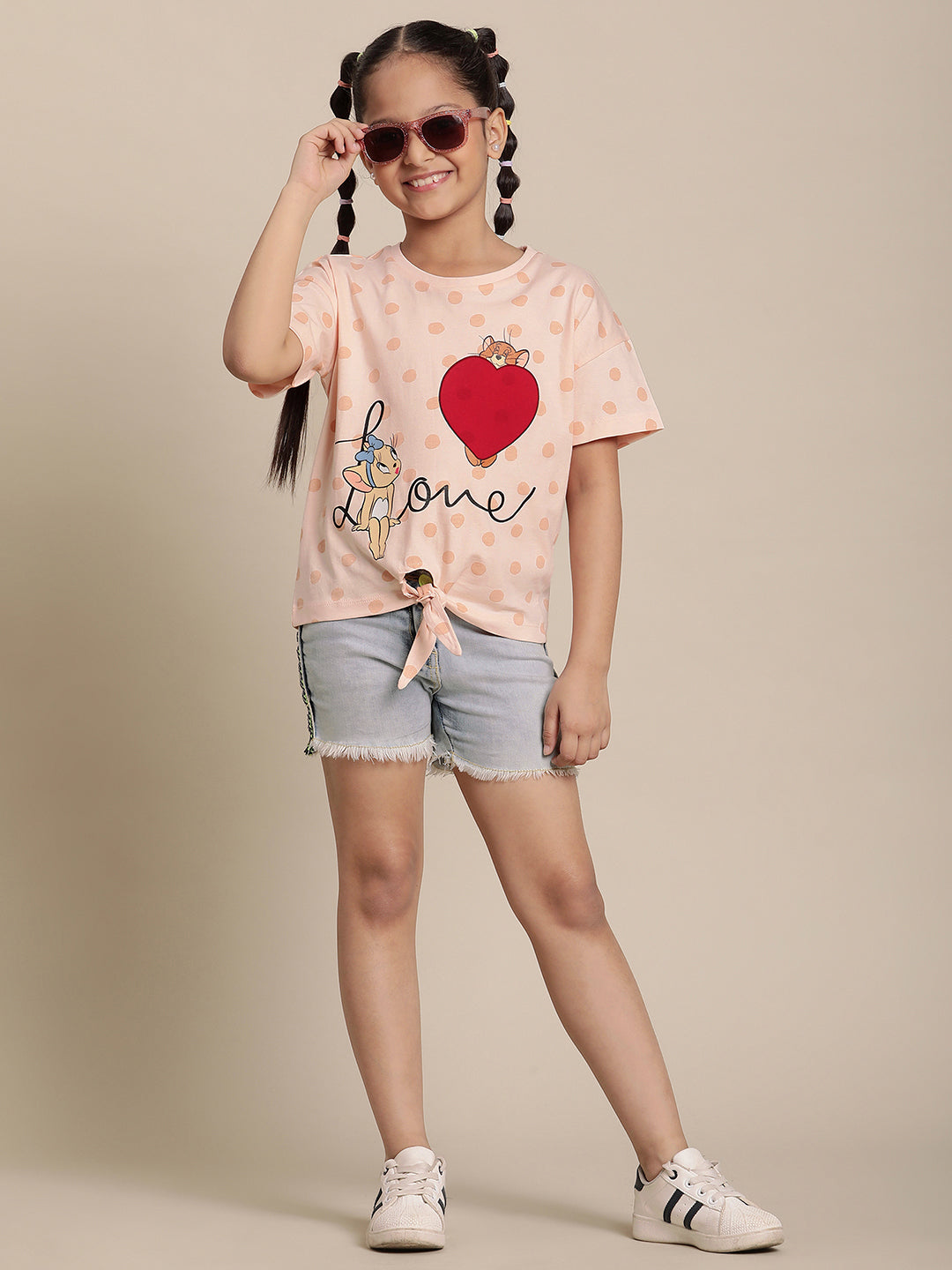 BIO WORLD GIRLS T-SHIRT H/S STY-23-24-000136 PASTEL PEACH