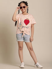 BIO WORLD GIRLS T-SHIRT H/S STY-23-24-000136 PASTEL PEACH