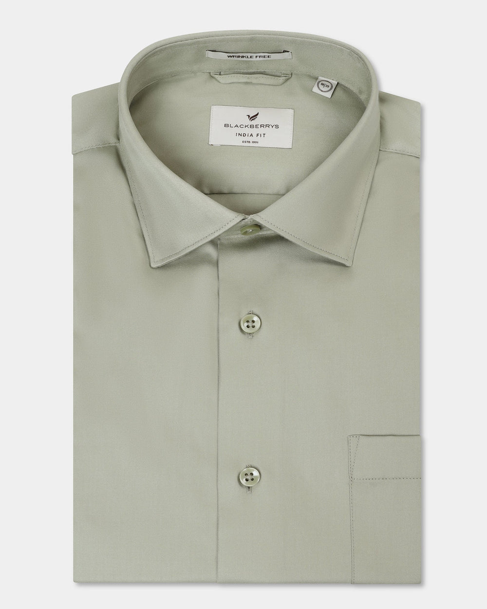 Blackberry Sage Green Non-Iron Solid Formal Shirt for Men, Sylvia style, showcasing a crisp, tailored appearance.