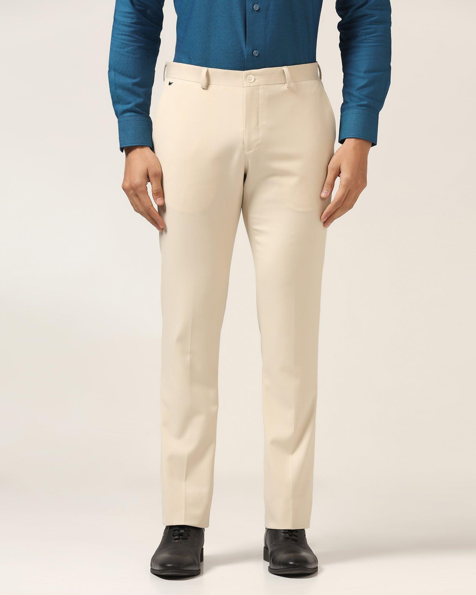 Slim Comfort B-95 Formal Beige Solid Trouser - Himalayan
