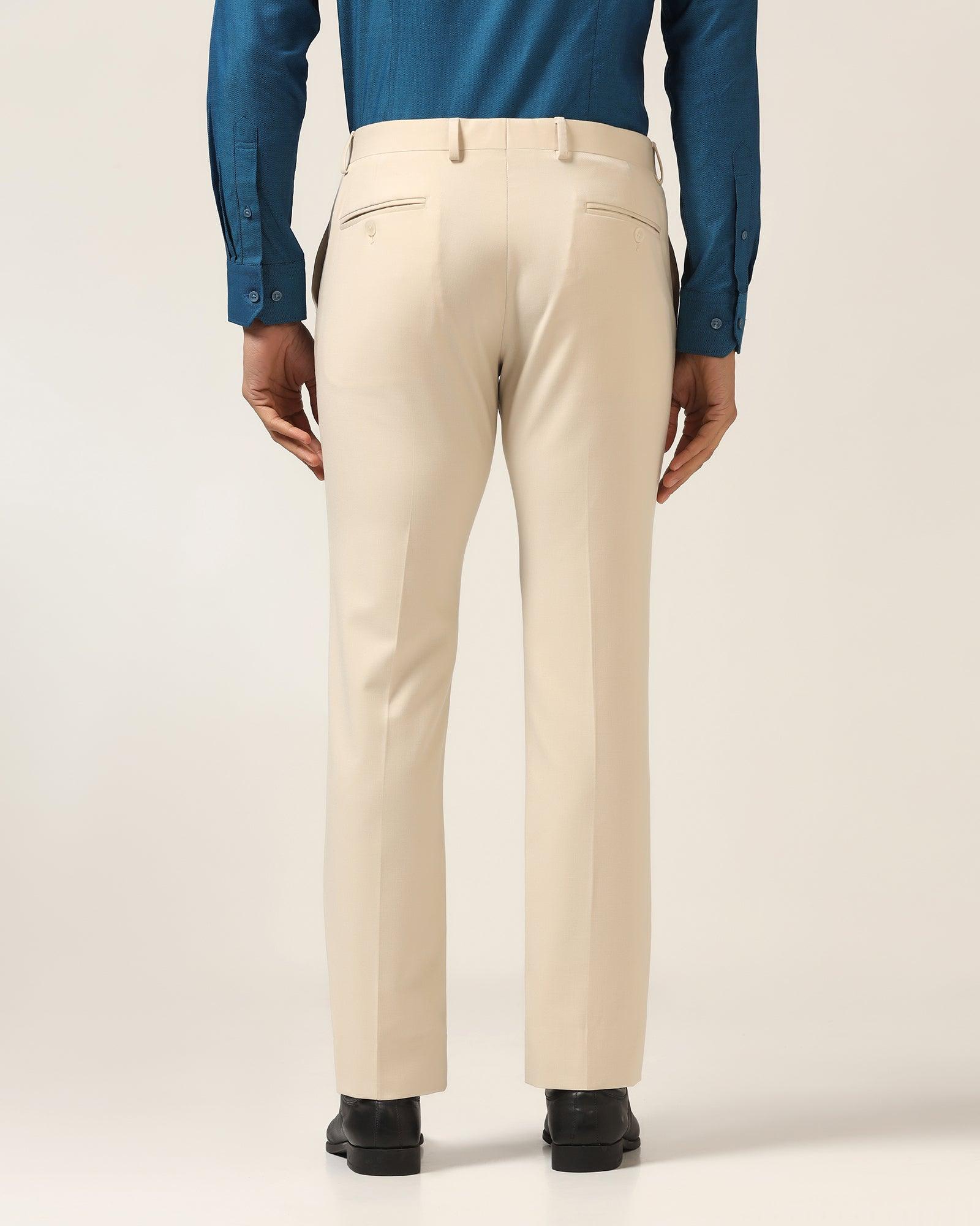 Slim Comfort B-95 Formal Beige Solid Trouser - Himalayan