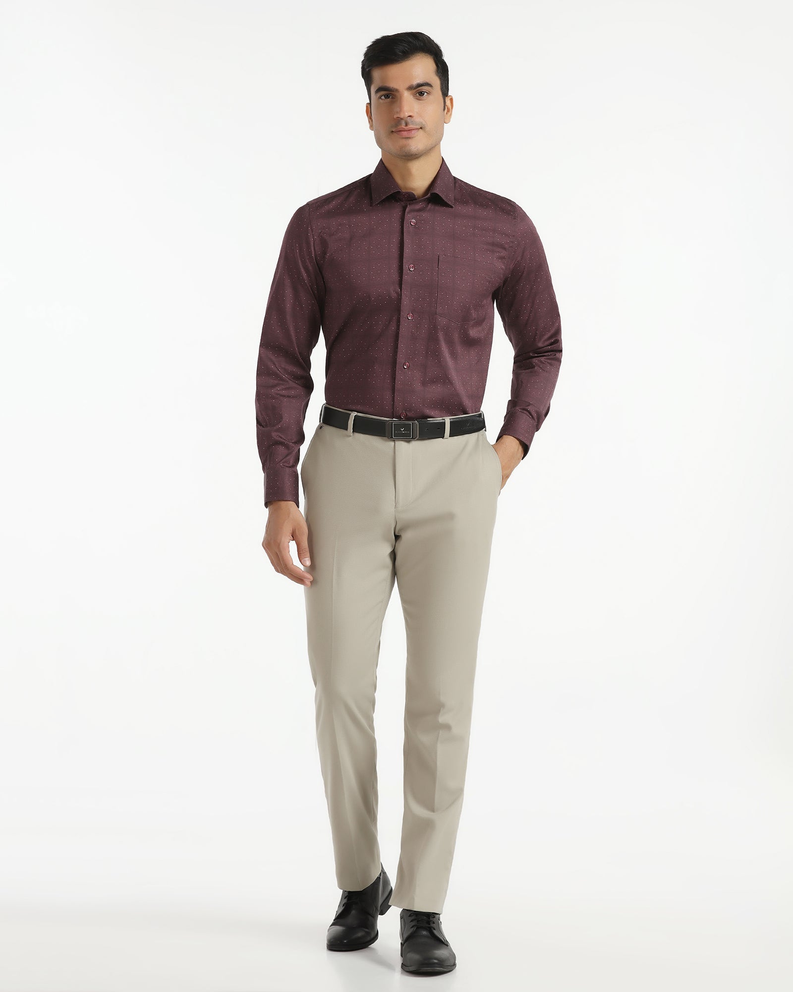 Slim Comfort B-95 Formal Beige Textured Trouser - Saint - Goyalsons ShopMax