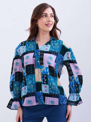 Spykar Ladies Western Shirt F/S Wshps2Be074 Retro Blue