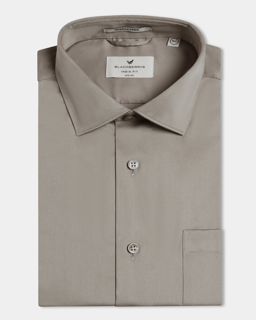 Blackberry Stone Non-Iron Solid Men's Formal Shirt Sylvia, front view showing classic collar and smooth fabric.