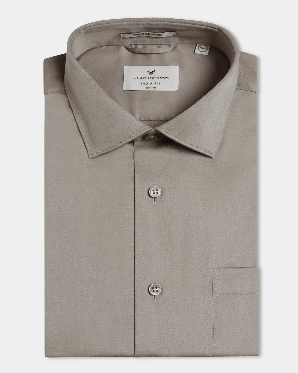Blackberry Stone Non-Iron Solid Men's Formal Shirt Sylvia, front view showing classic collar and smooth fabric.