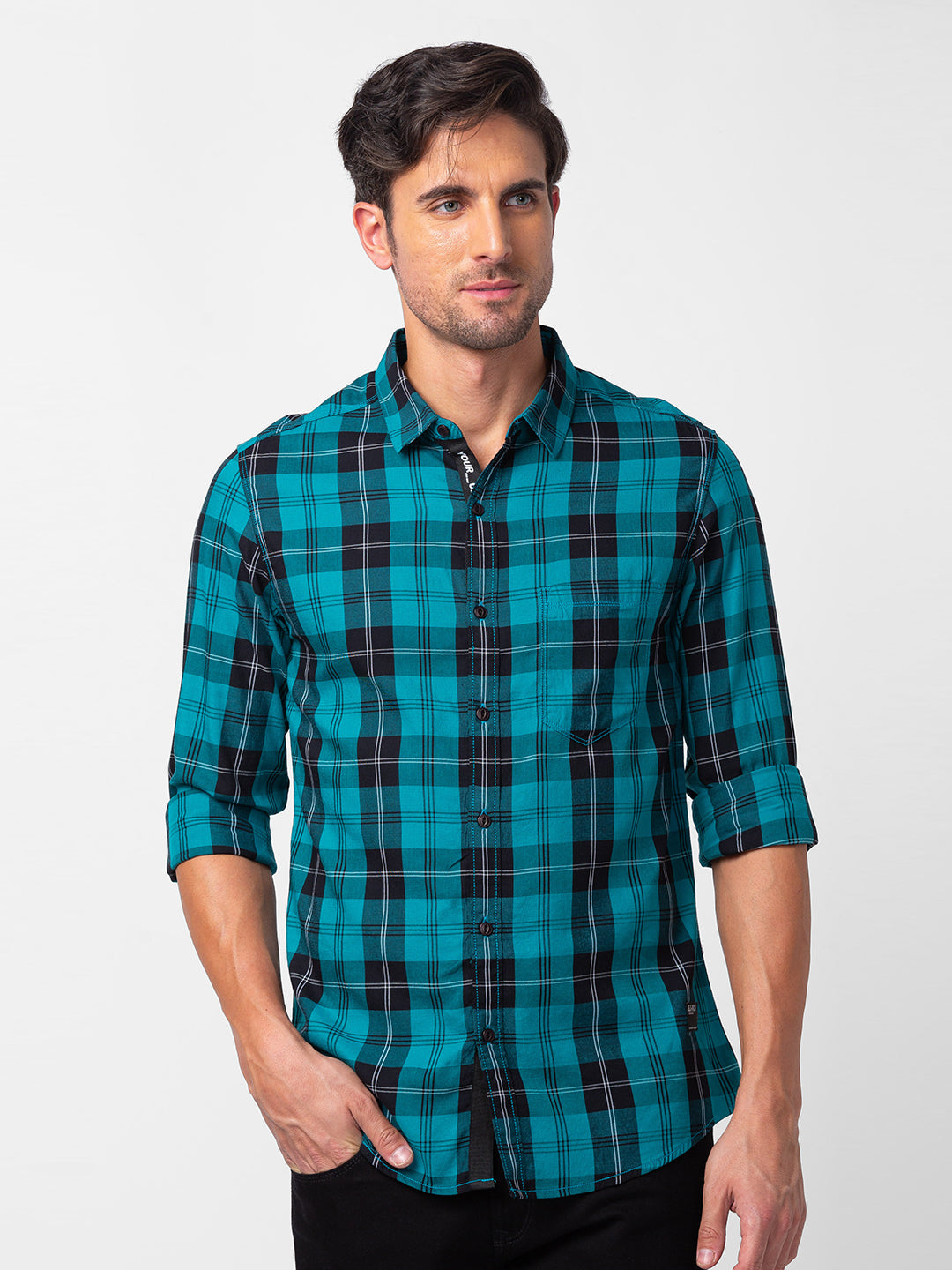 Spykar Mens Casual Shirt F/S Mshcs1Bc133 Sporty Green
