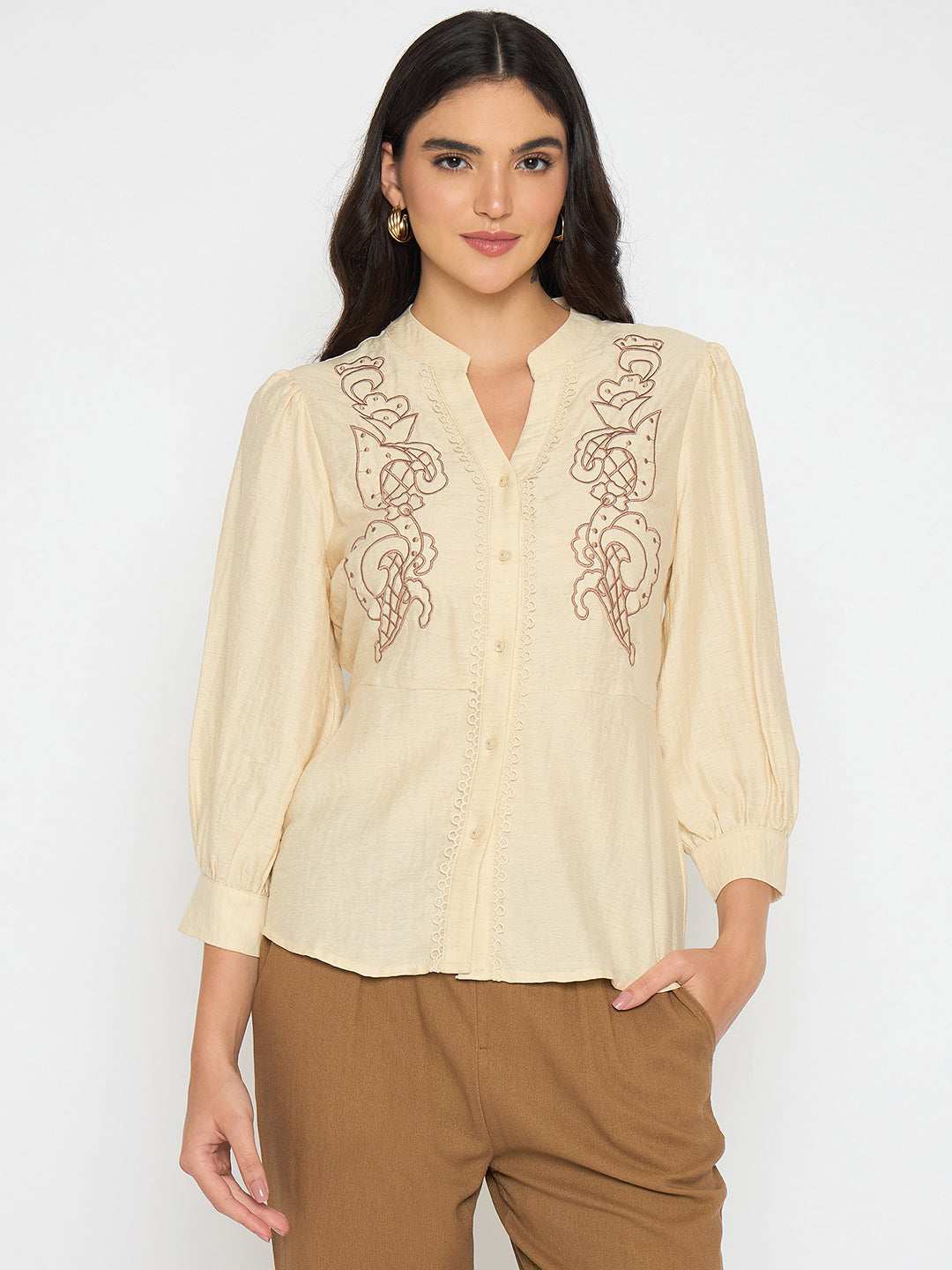 Madame Ladies Western Top F/S M5S18836 001 Beige