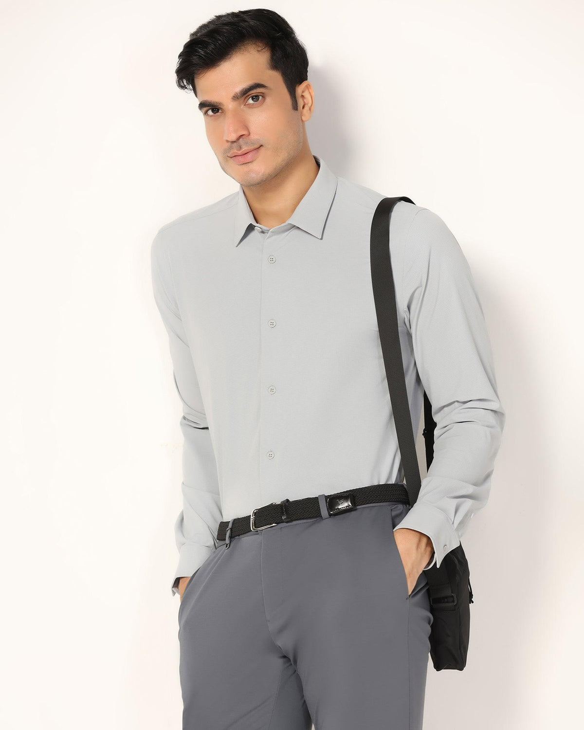 Techpro Formal Grey Textured Shirt - Poxet